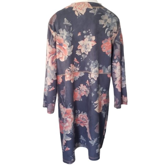 CT445 Philosophy Gray Lightweight Floral Open Cardigan L - Picture 5 of 9